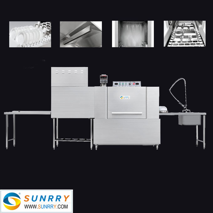 Single Cylinder & Double Spray Tunnel Type Dishwasher Equipped With Single Dryer